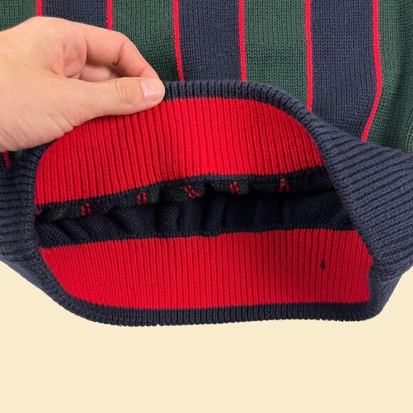 90s/Y2K Tommy Hilfiger L sweater, vtg blue/green crew, new old stock (w/ tags) - Picture 6 of 9